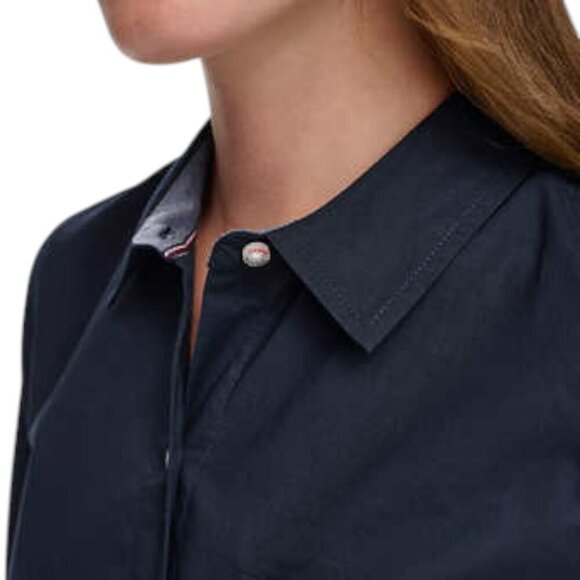 NEW Tommy Hilfiger Roll-Tab Button Up Shirt | Navy - Picture 6 of 9